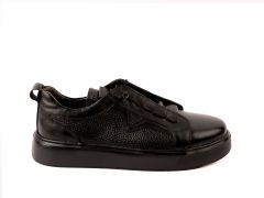 Hakiki Deri Siyah Sneaker Ayakkabı